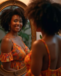 Pessoa confiante com sua aparência